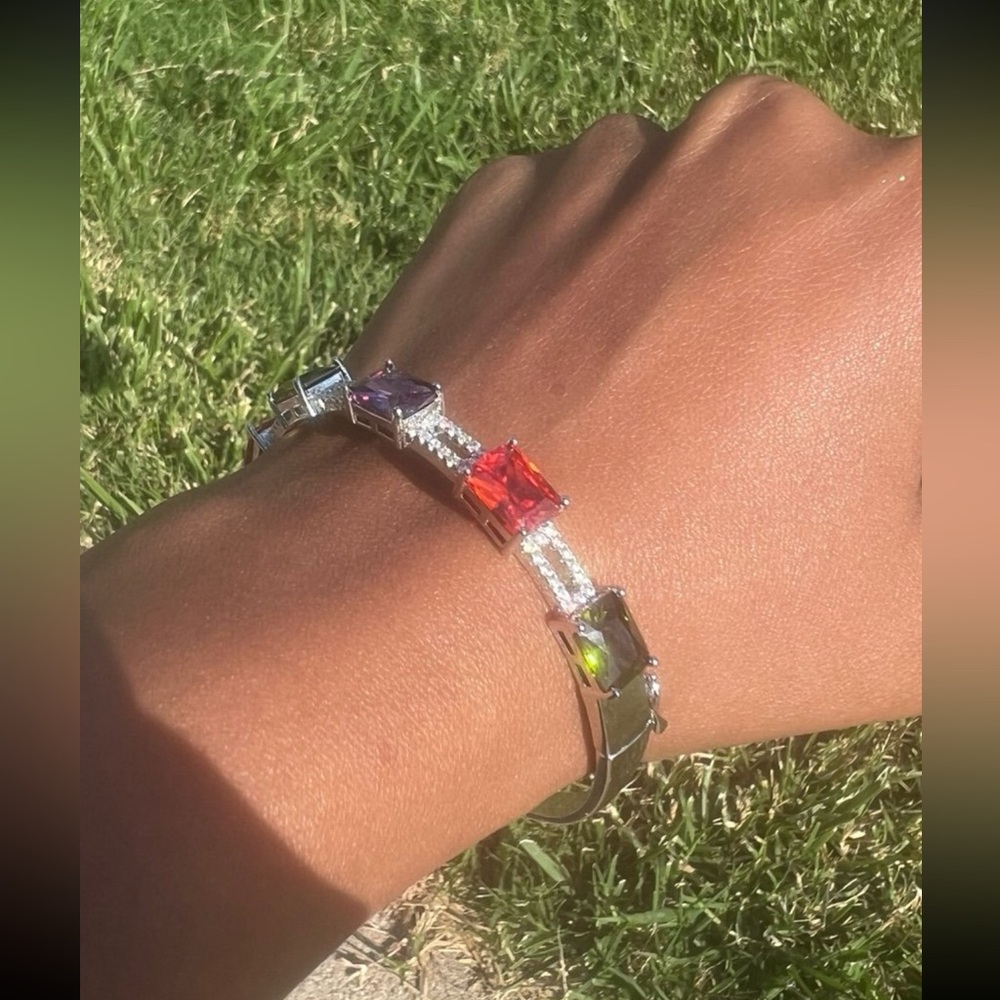 Gorgeous Multicolor Gemstone Adjustable Bracelet - image 5